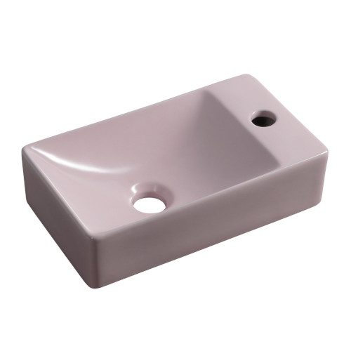 MARGITHA umywalka ceramiczna 38x22cm otwór na baterię po prawej różowa