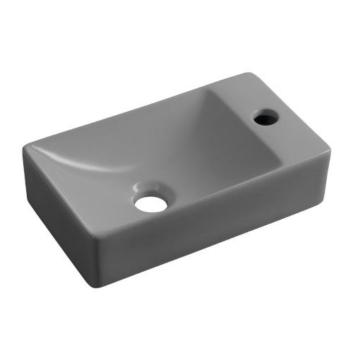 MARGITHA umywalka ceramiczna 38x22cm otwór na baterię po prawej szara