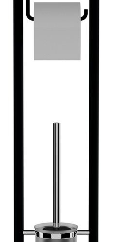 JUNDAH stojak z uchwytem na papier toaletowy i szczotkę WC czarny