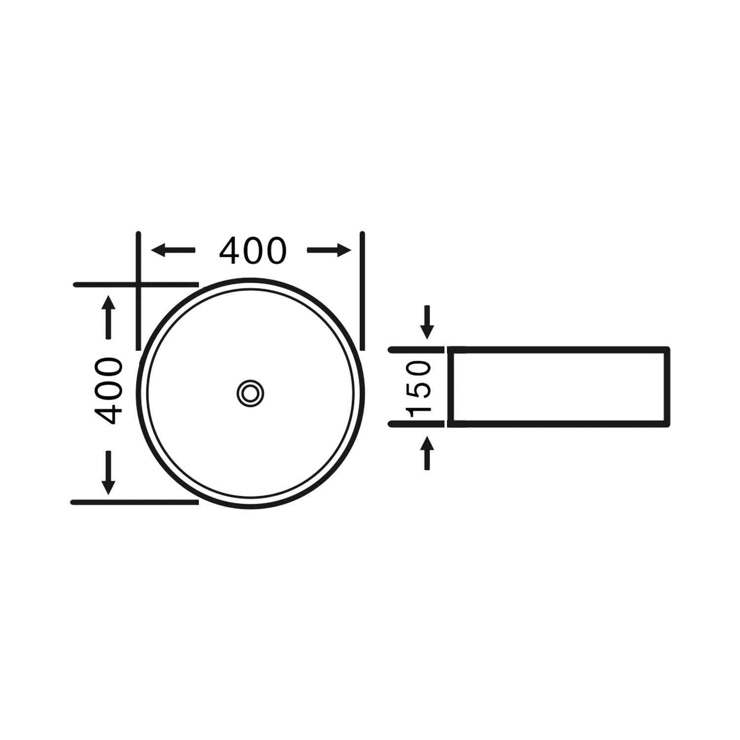 Umywalka ceramiczna nablatowa okrągła 40 cm biała Umywalka ceramiczna nablatowa okrągła 40 cm biała
