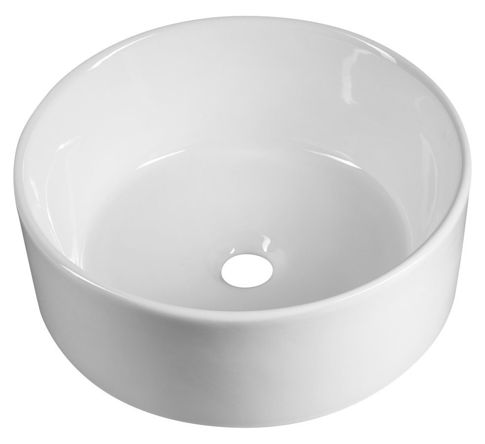 Umywalka ceramiczna nablatowa okrągła 40 cm biała Umywalka ceramiczna nablatowa okrągła 40 cm biała