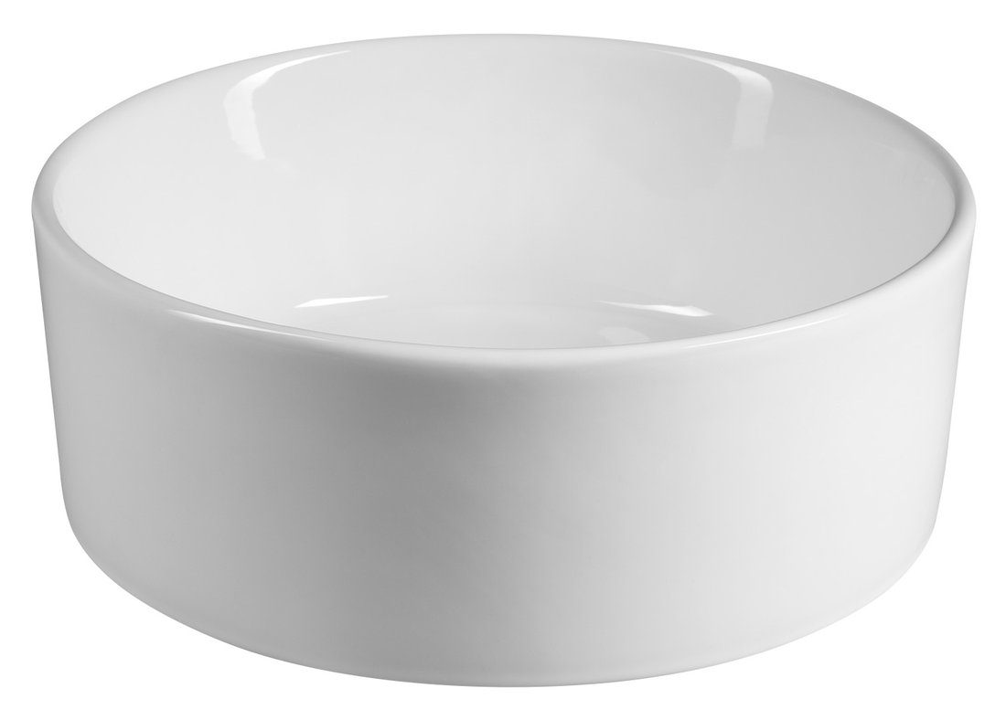 Umywalka ceramiczna nablatowa okrągła 40 cm biała Umywalka ceramiczna nablatowa okrągła 40 cm biała