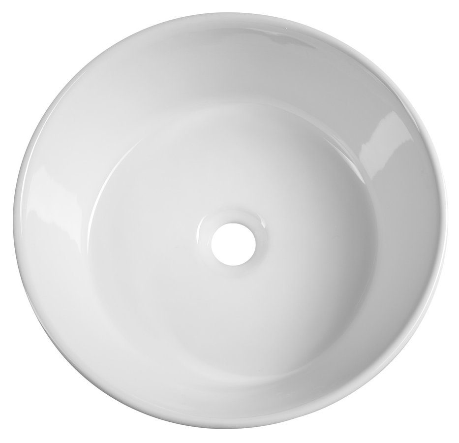 Umywalka ceramiczna nablatowa okrągła 40 cm biała Umywalka ceramiczna nablatowa okrągła 40 cm biała