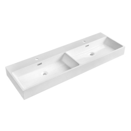 AQUATIC umywalka podwójna kompozytowa 140x46 cm biały