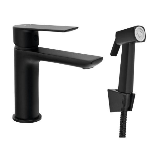 Bateria umywalkowa z prysznicem bidetowym czarny mat