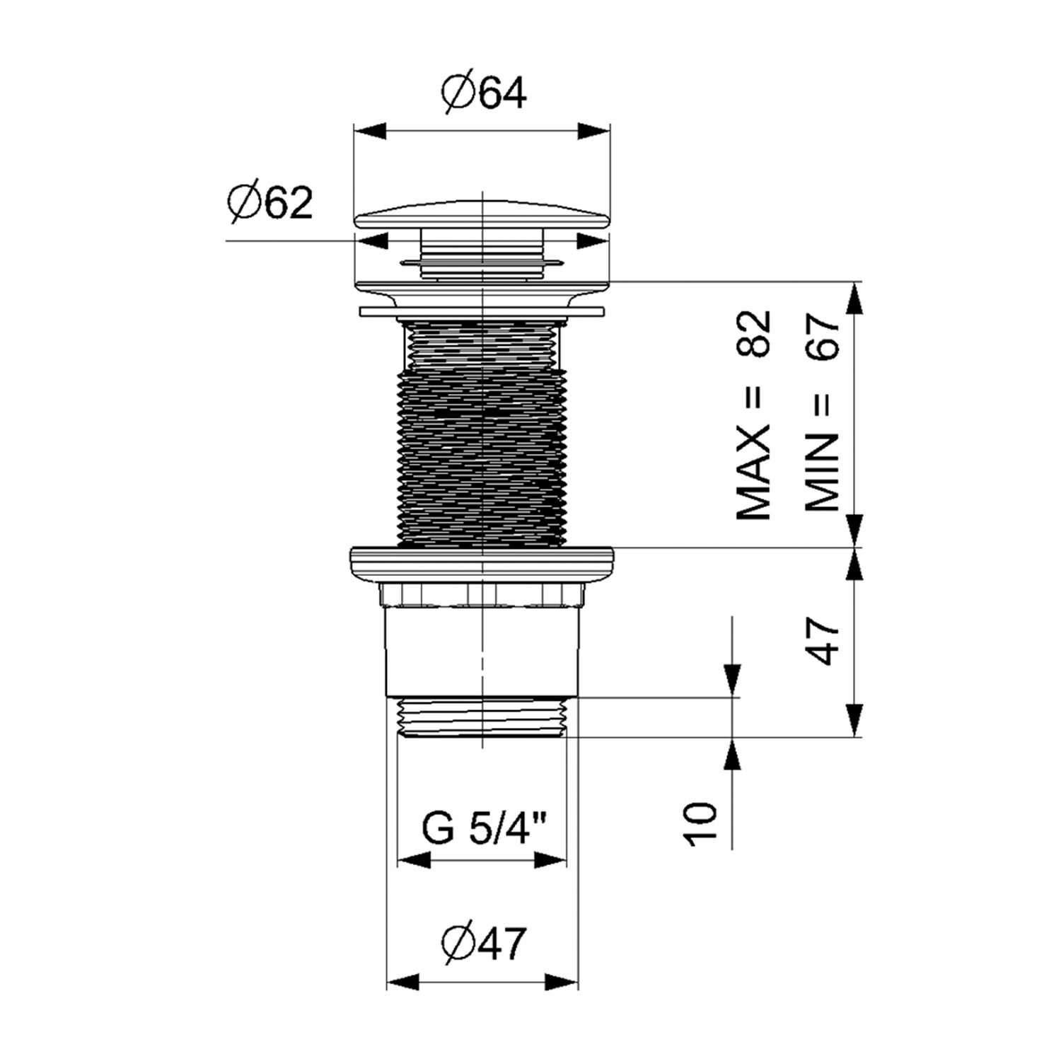 Korek umywalkowy 5/4” klik-klak 10-80mm ABS biały mat Korek umywalkowy 5/4” klik-klak 10-80mm ABS biały mat