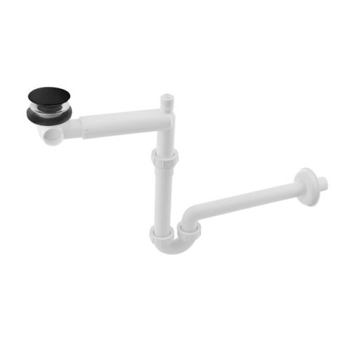 URBINO syfon umywalkowy oszczędzający miejsce, korek klik-klak, 5/4", odpływ 32mm, czarny mat