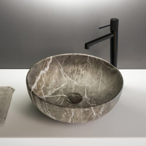 RONDANE umywalka ceramiczna nablatowa średnica 41cm breccia marmur