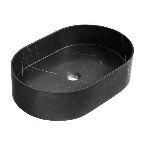 BLOK kamienna umywalka nablatowa 55x37 cm czarny mat Marquin