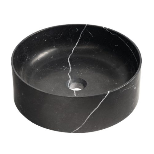 BLOK kamienna umywalka nablatowa średnica 40cm czarny matowy Marquin