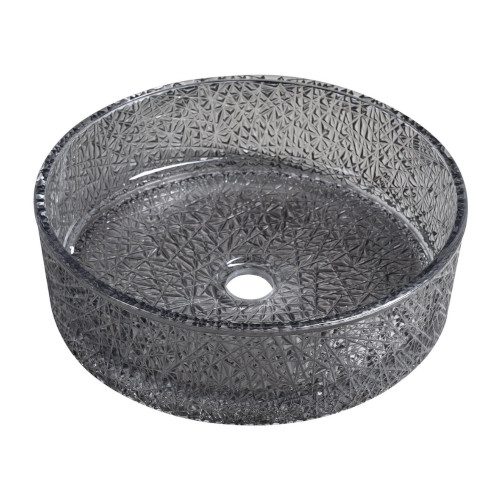 ERSEL grawerowana szklana umywalka nablatowa 39,5cm czarne szkło ERSEL grawerowana szklana umywalka nablatowa 39,5cm czarne szkło