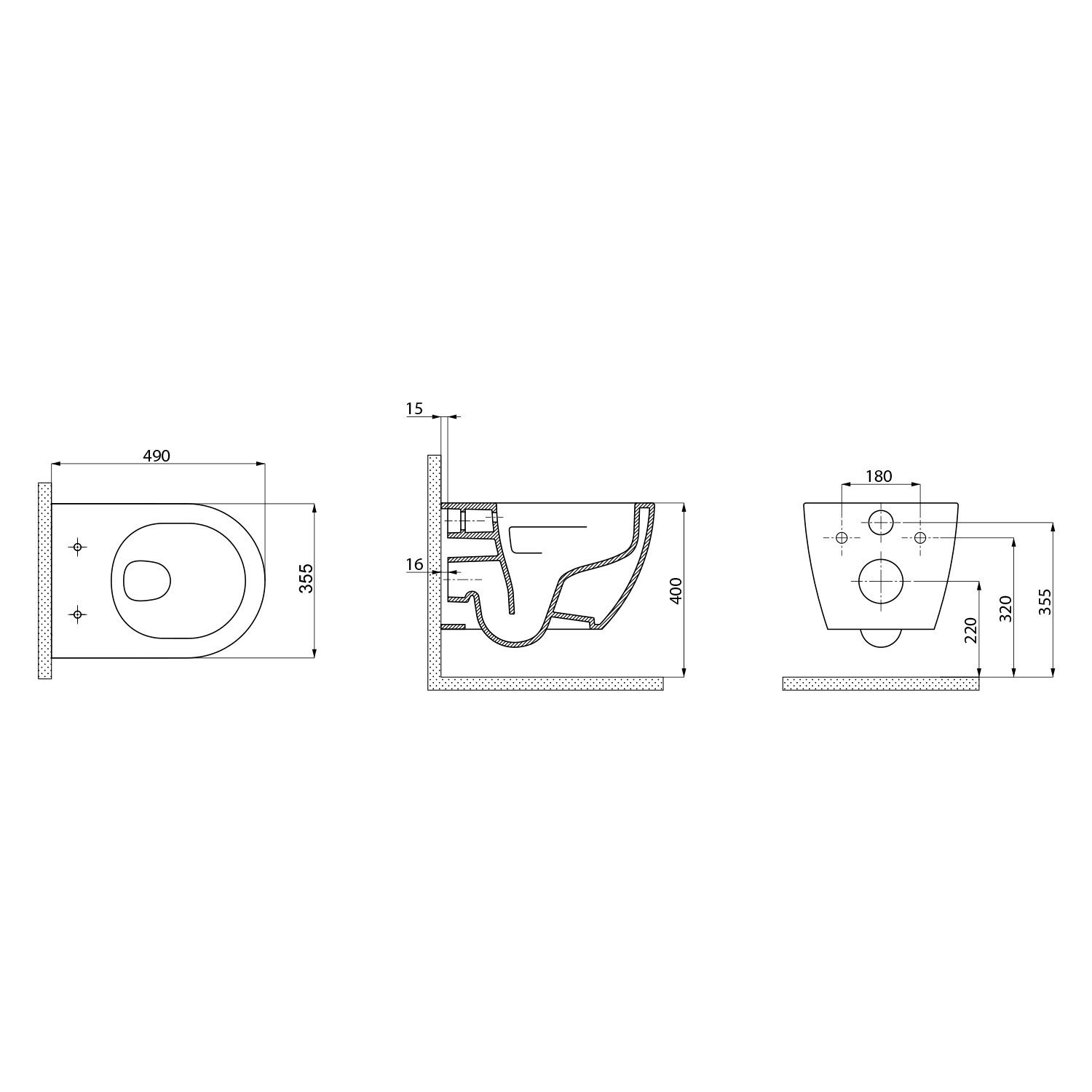 LUNA WC wiszące Vortex Rimless 35,5x49cm biały LUNA WC wiszące Vortex Rimless 35,5x49cm biały