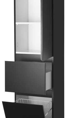 ALTAIR słupek wysoki z koszem na bieliznę 40x184x31 cm czarny mat prawa