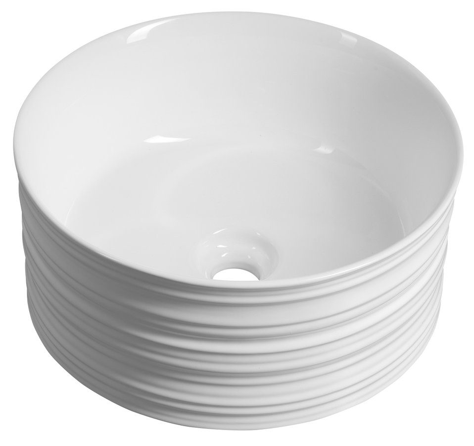 ALETTE ceramiczna umywalka okrągła nablatowa wysoka 41 cm biała ALETTE ceramiczna umywalka okrągła nablatowa wysoka 41 cm biała