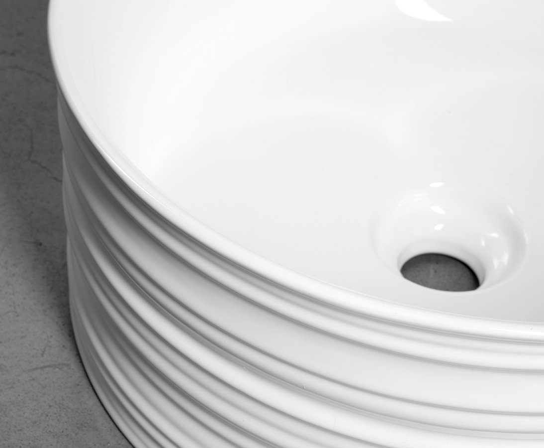 ALETTE ceramiczna umywalka okrągła nablatowa wysoka 41 cm biała ALETTE ceramiczna umywalka okrągła nablatowa wysoka 41 cm biała