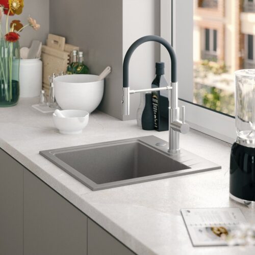 Zlewozmywak granitowy jednokomorowy 50x52cm taupe
