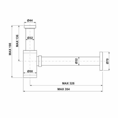 Syfon umywalkowy 5/4", odpływ 32mm, okrągły, złoto mat