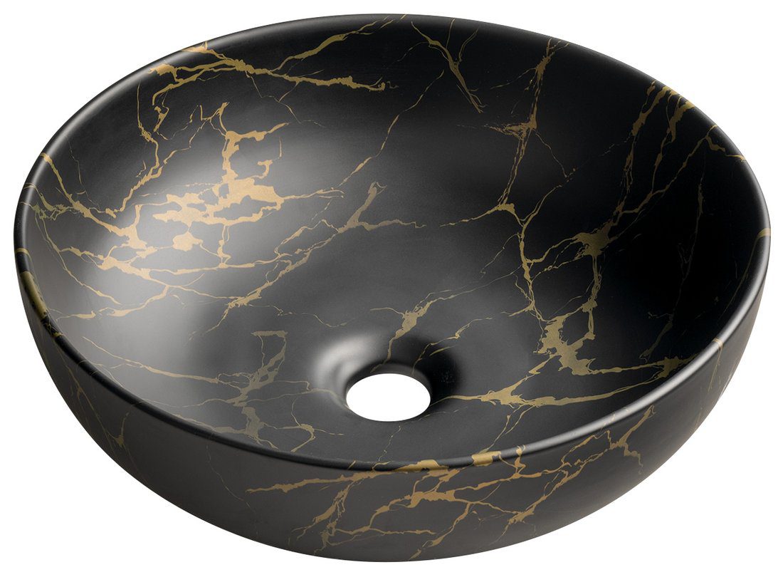 RONDANE umywalka ceramiczna nablatowa średnica 41cm marmur portoro RONDANE umywalka ceramiczna nablatowa średnica 41cm marmur portoro