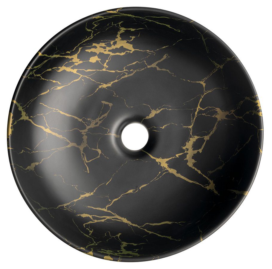 RONDANE umywalka ceramiczna nablatowa średnica 41cm marmur portoro RONDANE umywalka ceramiczna nablatowa średnica 41cm marmur portoro