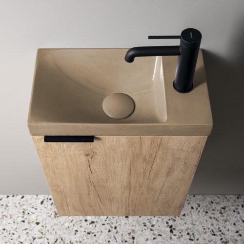 AGOS umywalka betonowa 40x22cm lewa/prawa piaskowy półpołysk