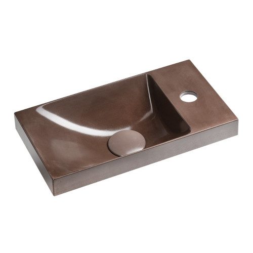 AGOS umywalka betonowa 40x22cm lewa/prawa ciemnobrązowy półpołysk
