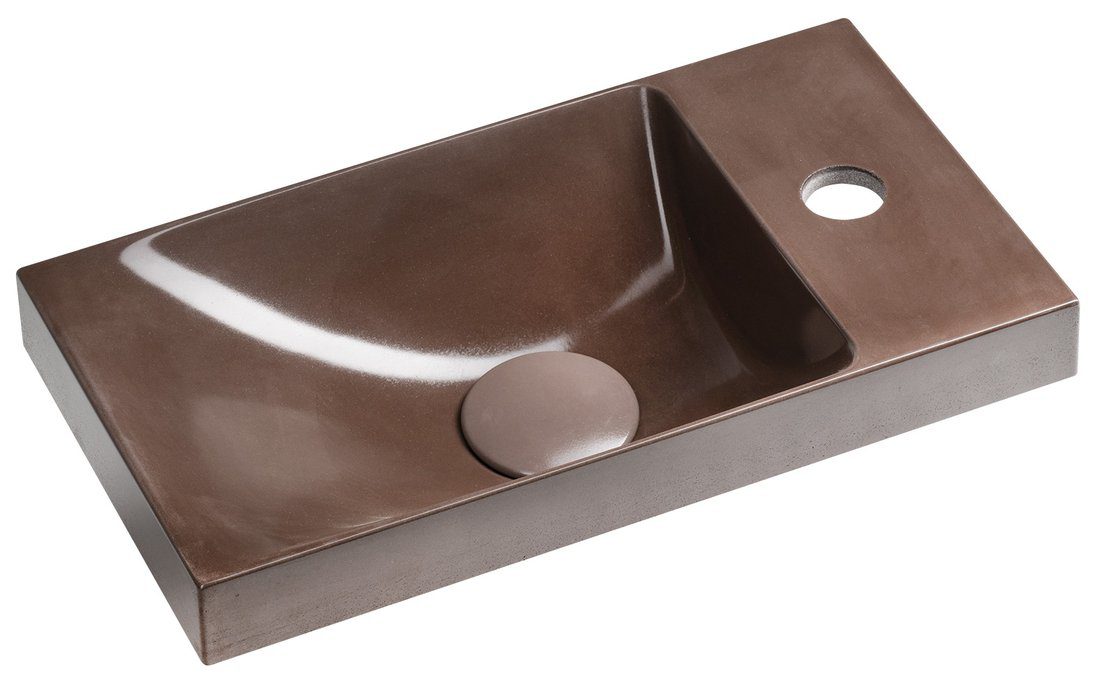 AGOS umywalka betonowa 40x22cm lewa/prawa ciemnobrązowy półpołysk AGOS umywalka betonowa 40x22cm lewa/prawa ciemnobrązowy półpołysk