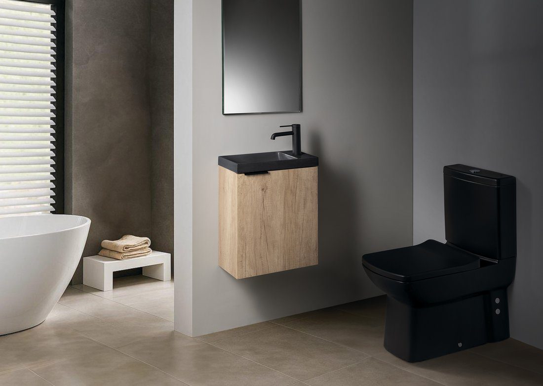 AGOS umywalka betonowa 40x22cm lewa/prawa antracyt ciemny półpołysk AGOS umywalka betonowa 40x22cm lewa/prawa antracyt ciemny półpołysk