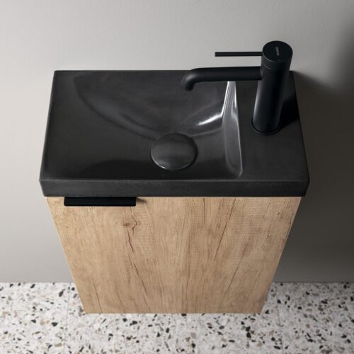 AGOS umywalka betonowa 40x22cm lewa/prawa antracyt ciemny półpołysk