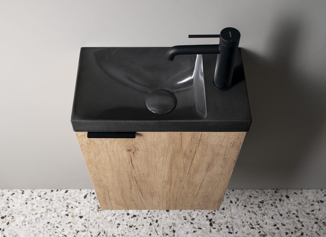 AGOS umywalka betonowa 40x22cm lewa/prawa antracyt ciemny półpołysk AGOS umywalka betonowa 40x22cm lewa/prawa antracyt ciemny półpołysk
