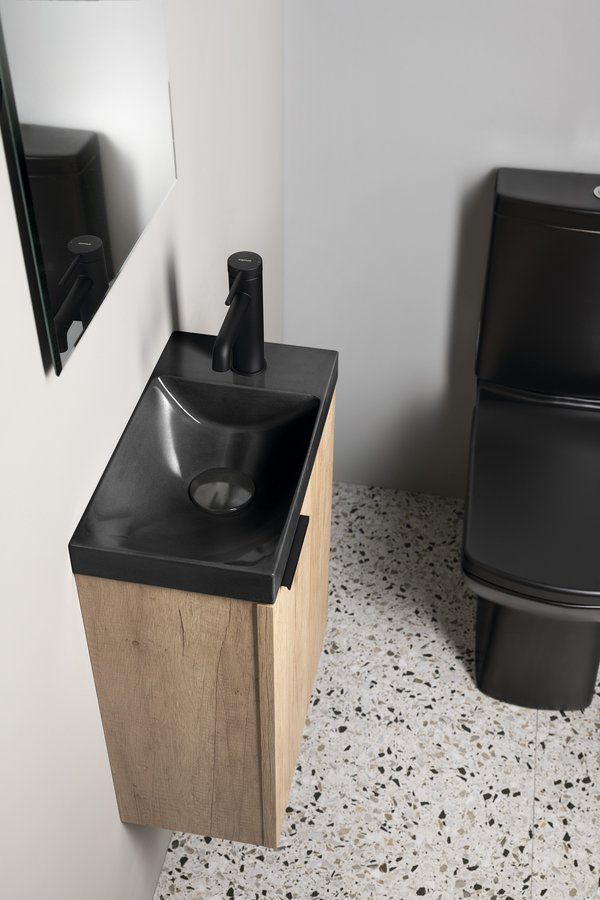 AGOS umywalka betonowa 40x22cm lewa/prawa antracyt ciemny półpołysk AGOS umywalka betonowa 40x22cm lewa/prawa antracyt ciemny półpołysk