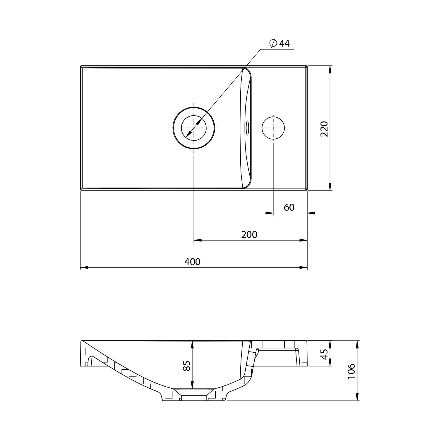 AGOS umywalka betonowa 40x22cm lewa/prawa antracyt ciemny półpołysk AGOS umywalka betonowa 40x22cm lewa/prawa antracyt ciemny półpołysk