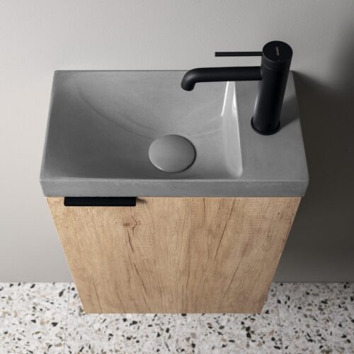 AGOS umywalka betonowa 40x22cm lewa/prawa szary półpołysk