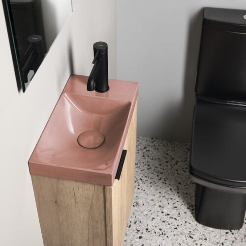 AGOS umywalka betonowa 40x22cm lewa/prawa różowy połysk