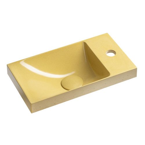 AGOS umywalka betonowa 40x22cm lewa/prawa żółty półpołysk
