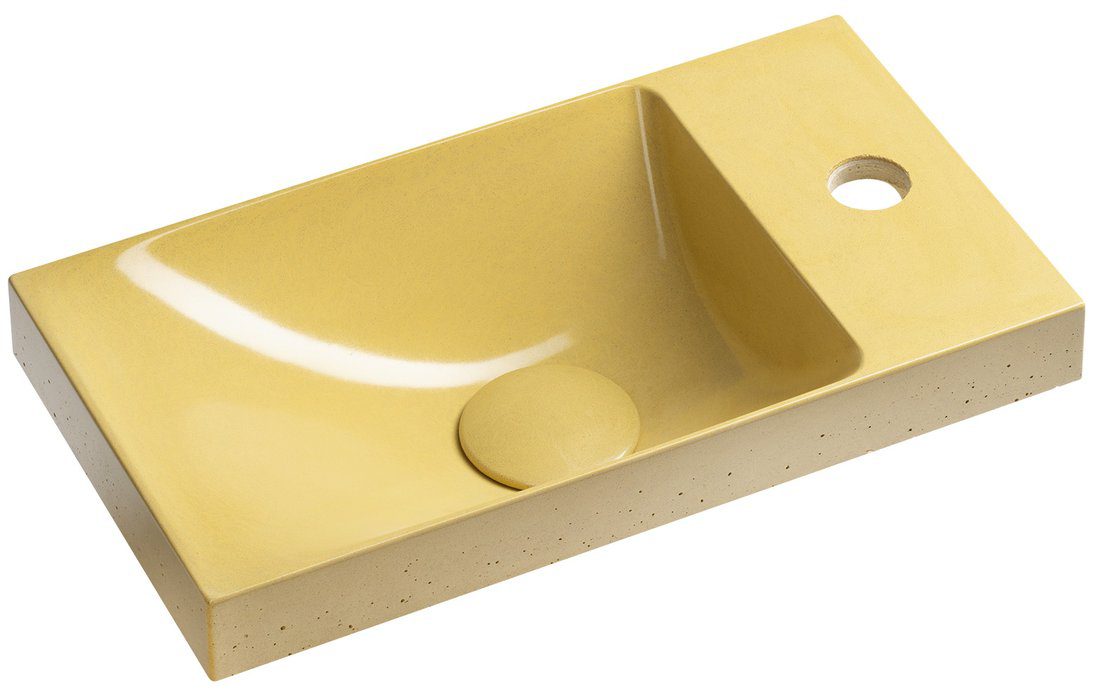AGOS umywalka betonowa 40x22cm lewa/prawa żółty półpołysk AGOS umywalka betonowa 40x22cm lewa/prawa żółty półpołysk