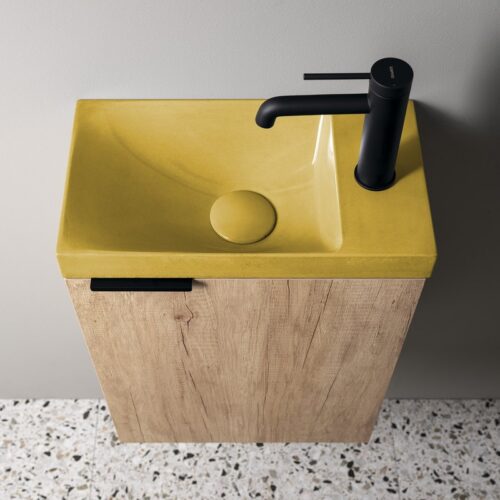 AGOS umywalka betonowa 40x22cm lewa/prawa żółty półpołysk