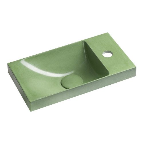AGOS umywalka betonowa 40x22cm lewa/prawa zielony półpołysk