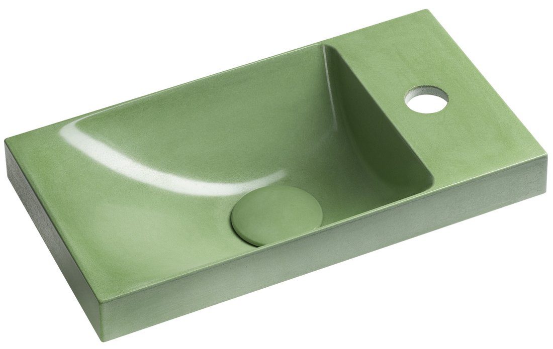 AGOS umywalka betonowa 40x22cm lewa/prawa zielony półpołysk AGOS umywalka betonowa 40x22cm lewa/prawa zielony półpołysk