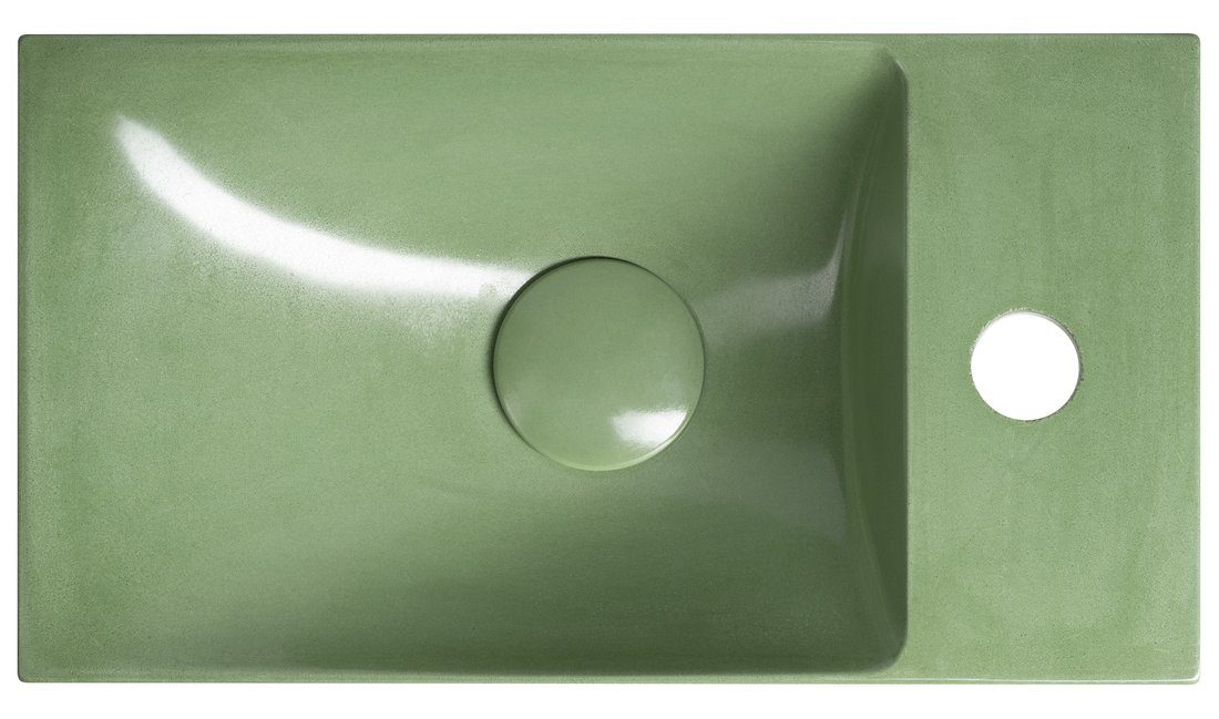 AGOS umywalka betonowa 40x22cm lewa/prawa zielony półpołysk AGOS umywalka betonowa 40x22cm lewa/prawa zielony półpołysk