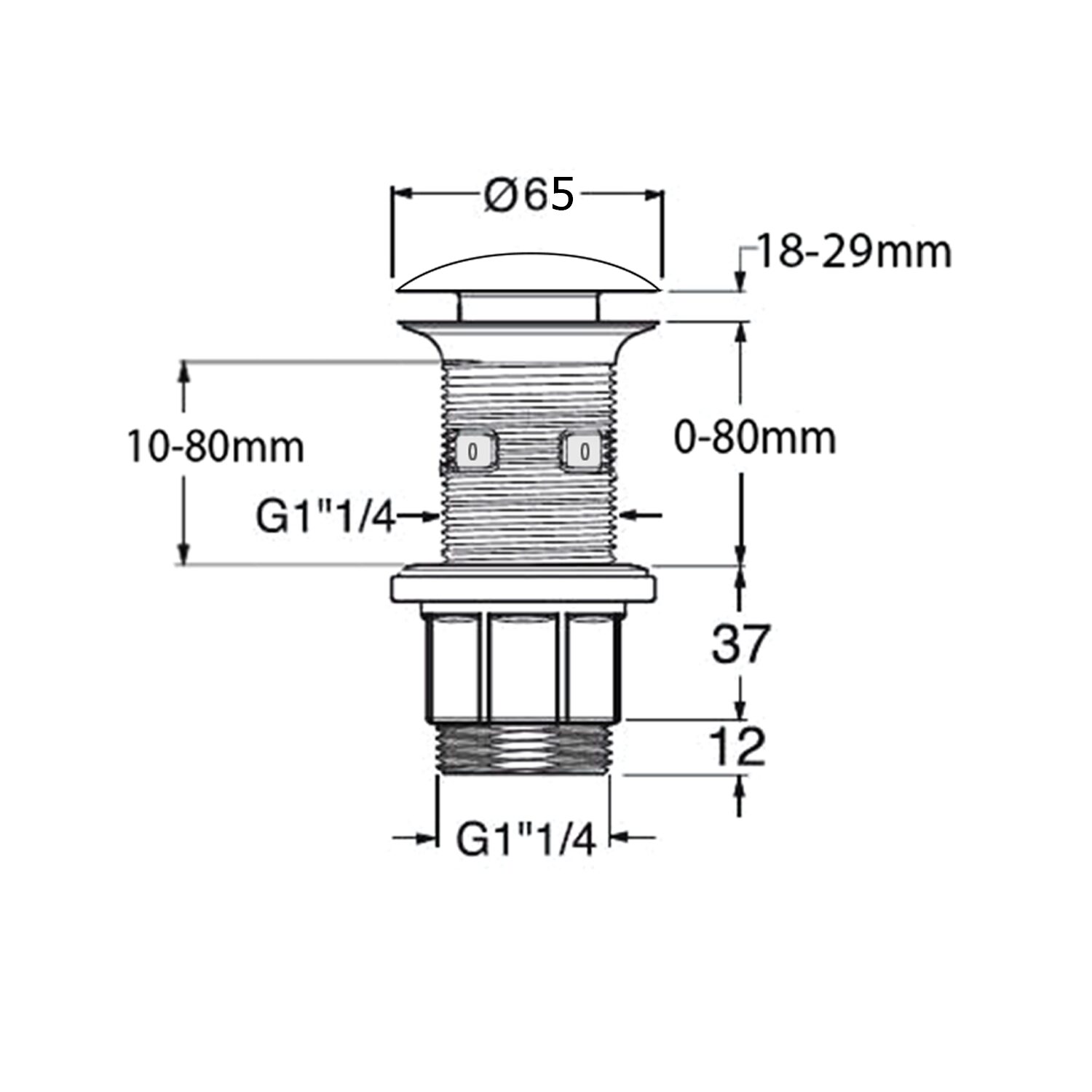 Korek umywalkowy 5/4 klik-klak betonowy grzybek 10-80mm ciemnobrązowy półpołysk Korek umywalkowy 5/4 klik-klak betonowy grzybek 10-80mm ciemnobrązowy półpołysk