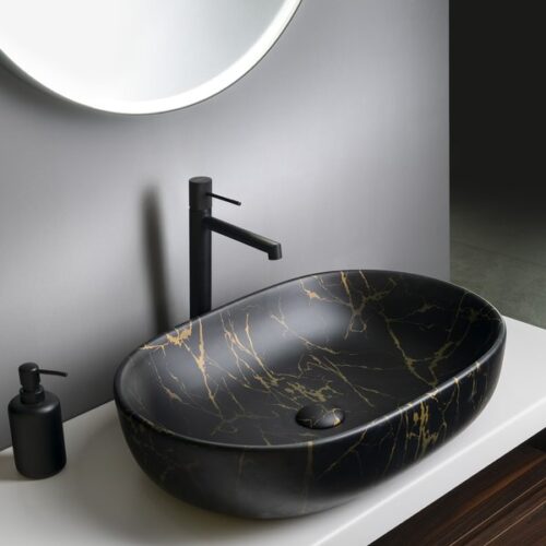 CALEO umywalka ceramiczna nablatowa 60x42cm marmur portoro