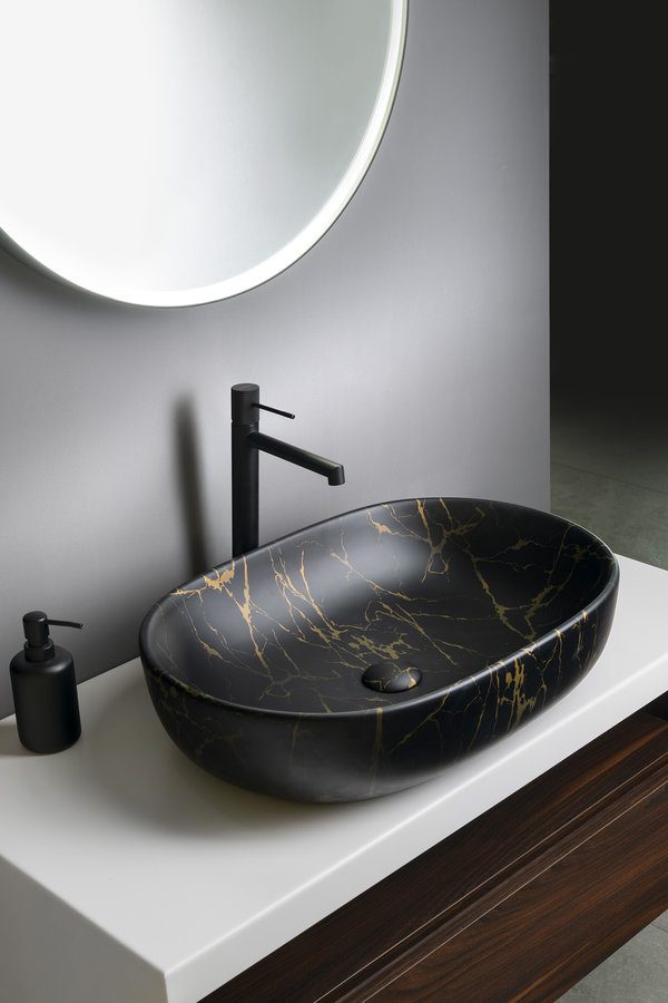 CALEO umywalka ceramiczna nablatowa 60x42cm marmur portoro CALEO umywalka ceramiczna nablatowa 60x42cm marmur portoro