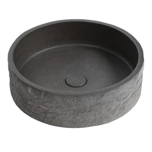 ISPIR betonowa umywalka z odpływem, 40cm, czarny granit