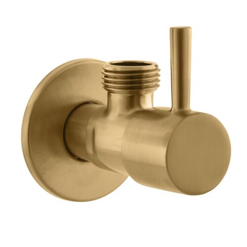 Zawór narożny z ceramicznym pokrętłem 1/2"x3/8", złoto mat