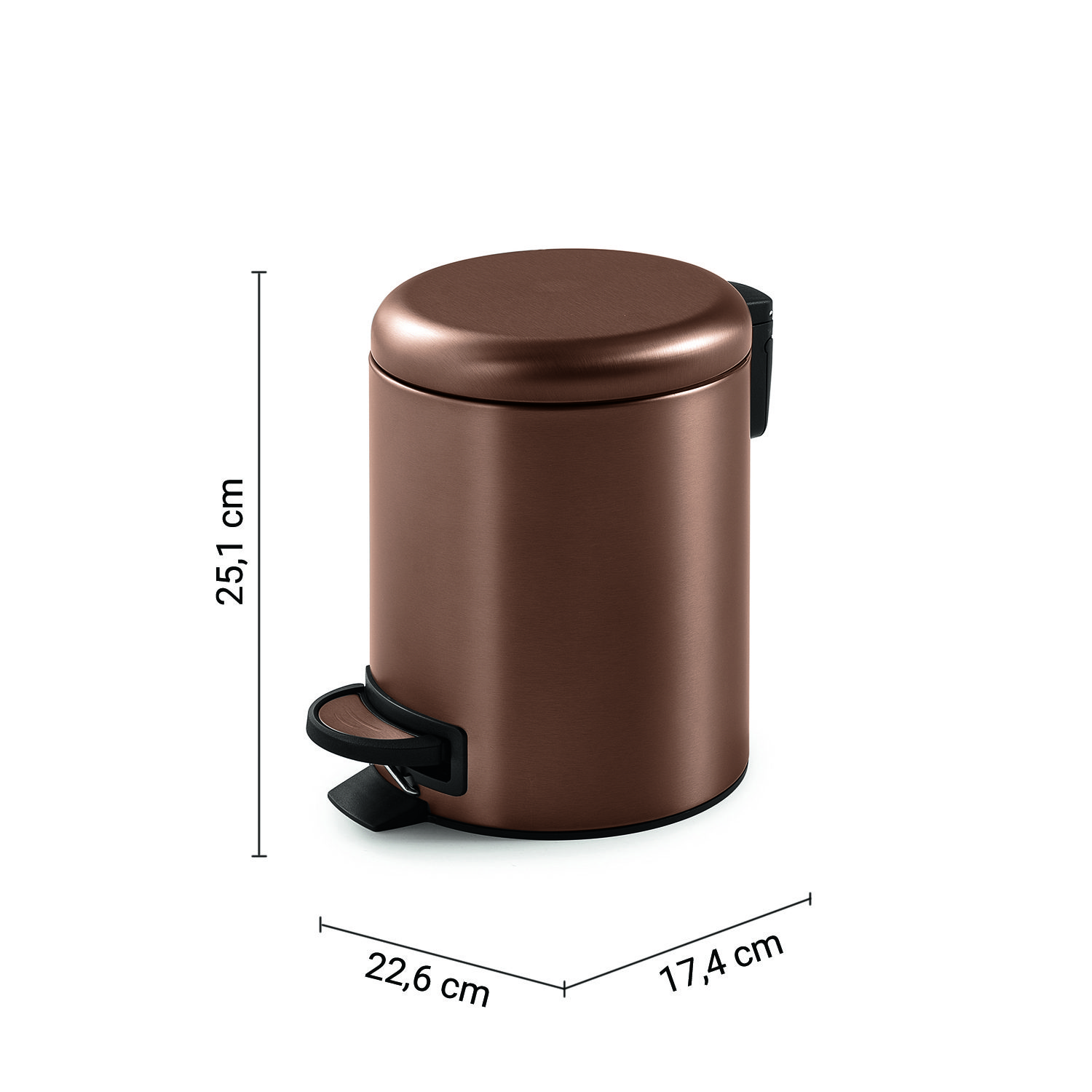 POTTY kosz na śmieci 3l, Soft Close, miedź mat POTTY kosz na śmieci 3l, Soft Close, miedź mat