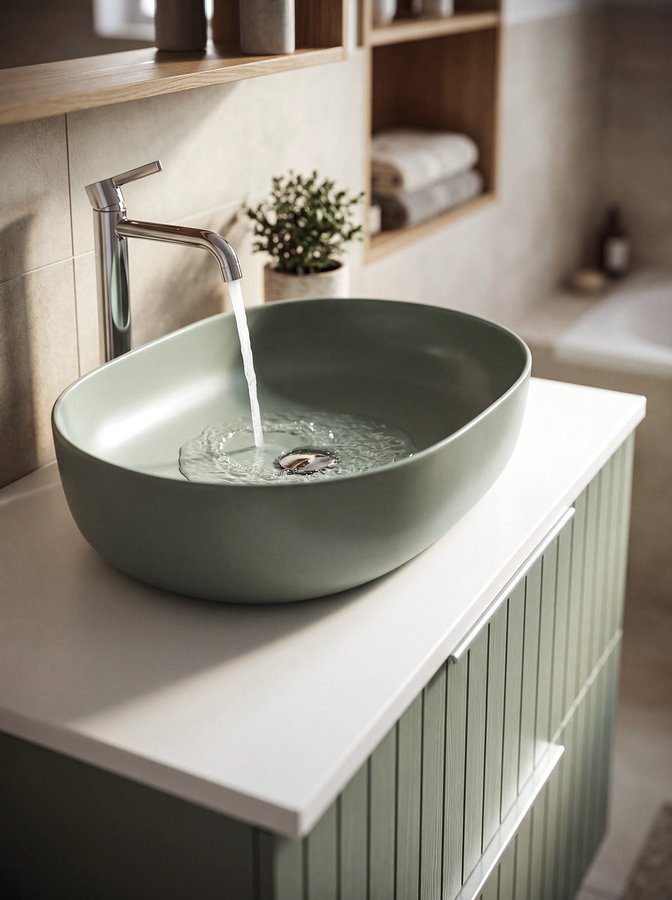 ARDEA ceramiczna umywalka nablatowa, 60,5x41,5cm, verde ARDEA ceramiczna umywalka nablatowa, 60,5x41,5cm, verde