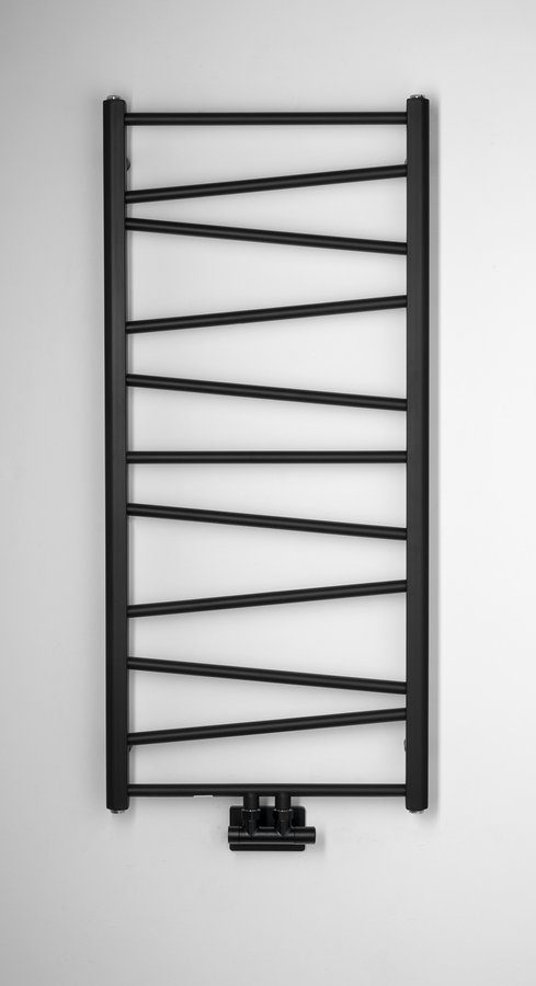 ANNALISA grzejnik łazienkowy 500x1095mm, podłączenie centralne, czarny mat ANNALISA grzejnik łazienkowy 500x1095mm, podłączenie centralne, czarny mat