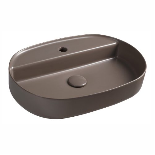 INFINITY OVAL umywalka ceramiczna nablatowa, 60x40cm, taupe
