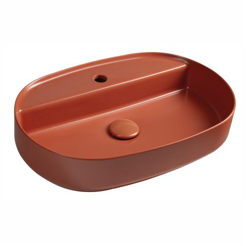 INFINITY OVAL umywalka ceramiczna nablatowa, 60x40cm, terracotta